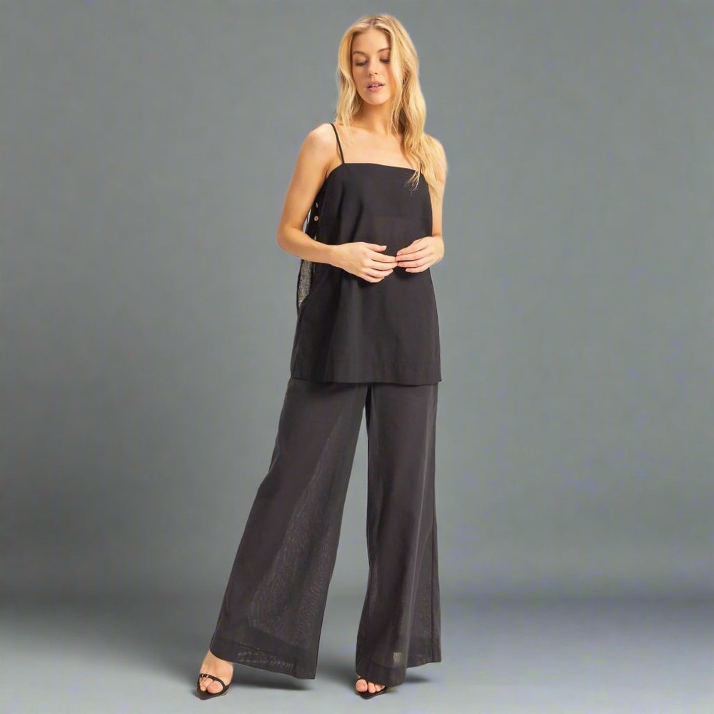 BRAND NEW FROM THE BOUTIQUE! BLACK ELEGANCE Longline Sleeveless Top and Pants